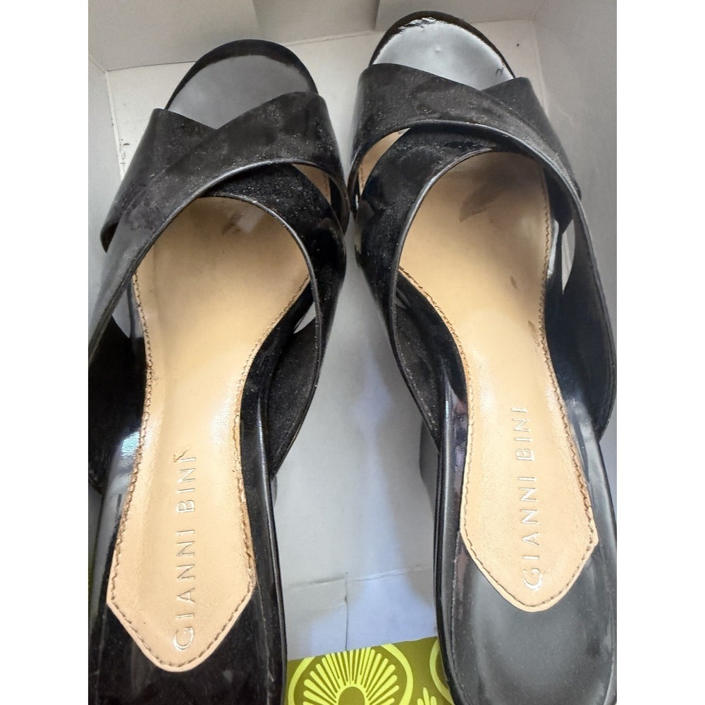Gianni Bini Holli Black Patent Crisscross Platform Wedge Sandals Womens 8.5M - Picture 5 of 8